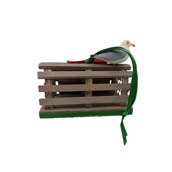 Handmade Ornament Miniature NC Town Seagull  wood Lobster Crab metal trap 2.8" - Picture 2 of 11